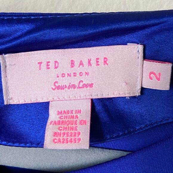 Ted Baker Arwyn Mini Blue Dress Cap Sleeve Size 4 - Picture 10 of 11